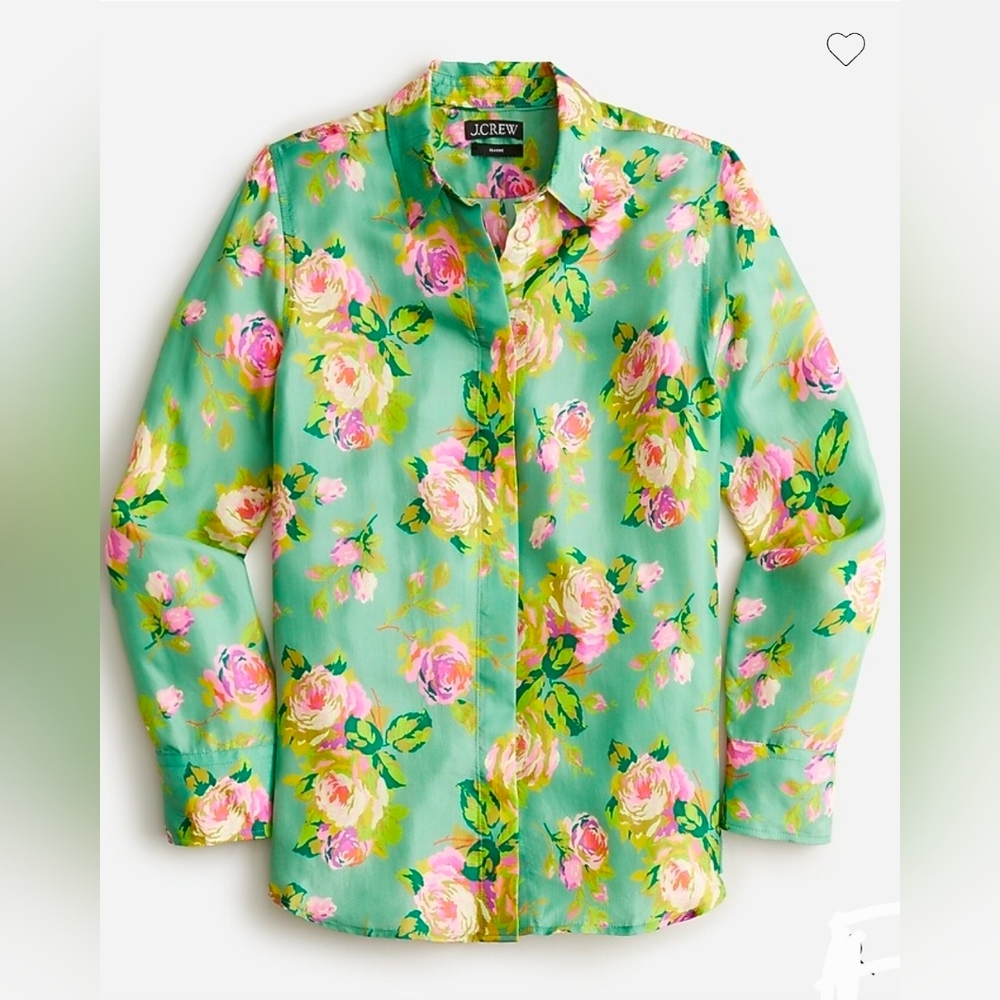 J. CREW Classic-fit cupro-blend shirt in rose garden, Sz 6, Gorgeous